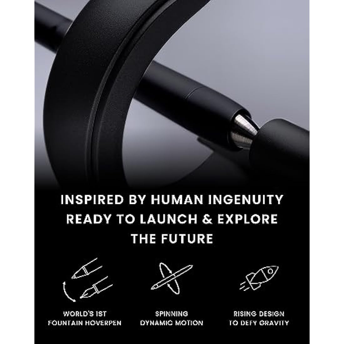 Novium Hoverpen Future Edition - Luxury Fountain Pen in Deep Black