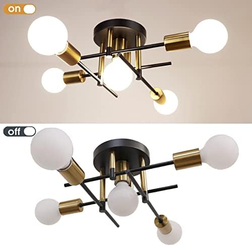 Modern Sputnik Chandelier – 5-Light Industrial Ceiling Light