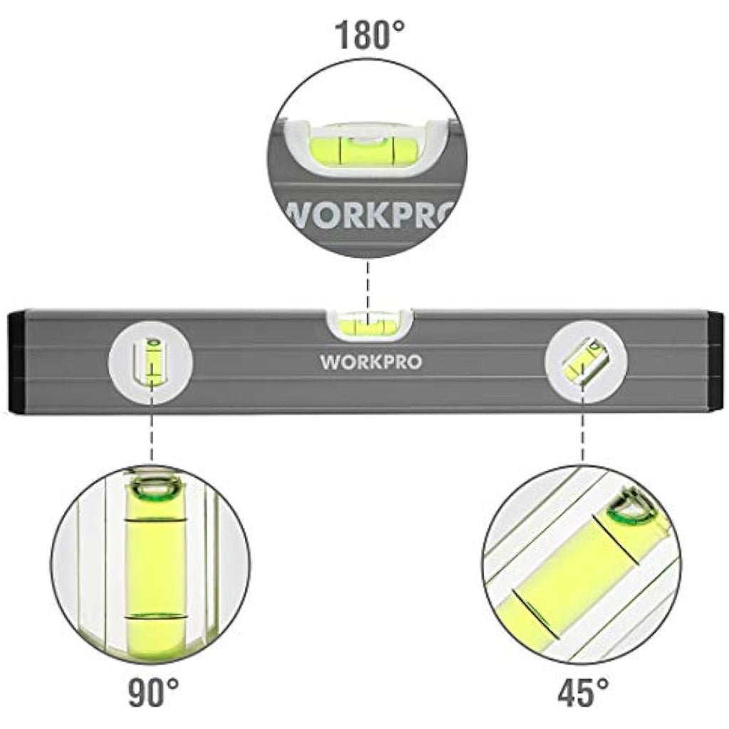 WORKPRO 3-Piece Spirit Level Set (9", 16", 24") – Magnetic Box Beam