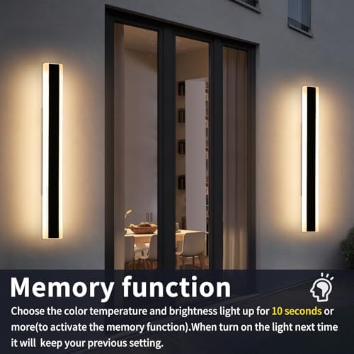 Mikeru 80cm Outdoor LED Wall Lights | Dimmable IP65 Waterproof 2-Pack