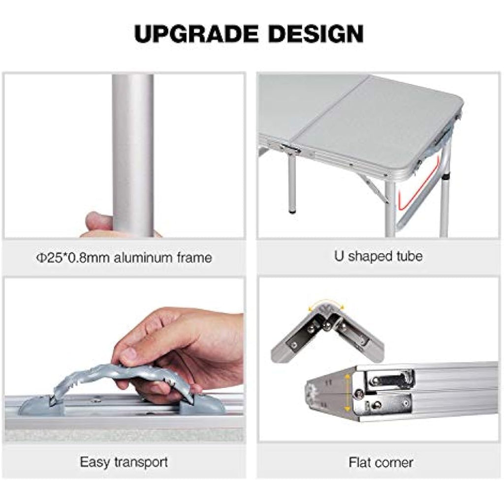 REDCAMP 2ft Folding Camping Table | 3 Adjustable Heights Aluminum Table