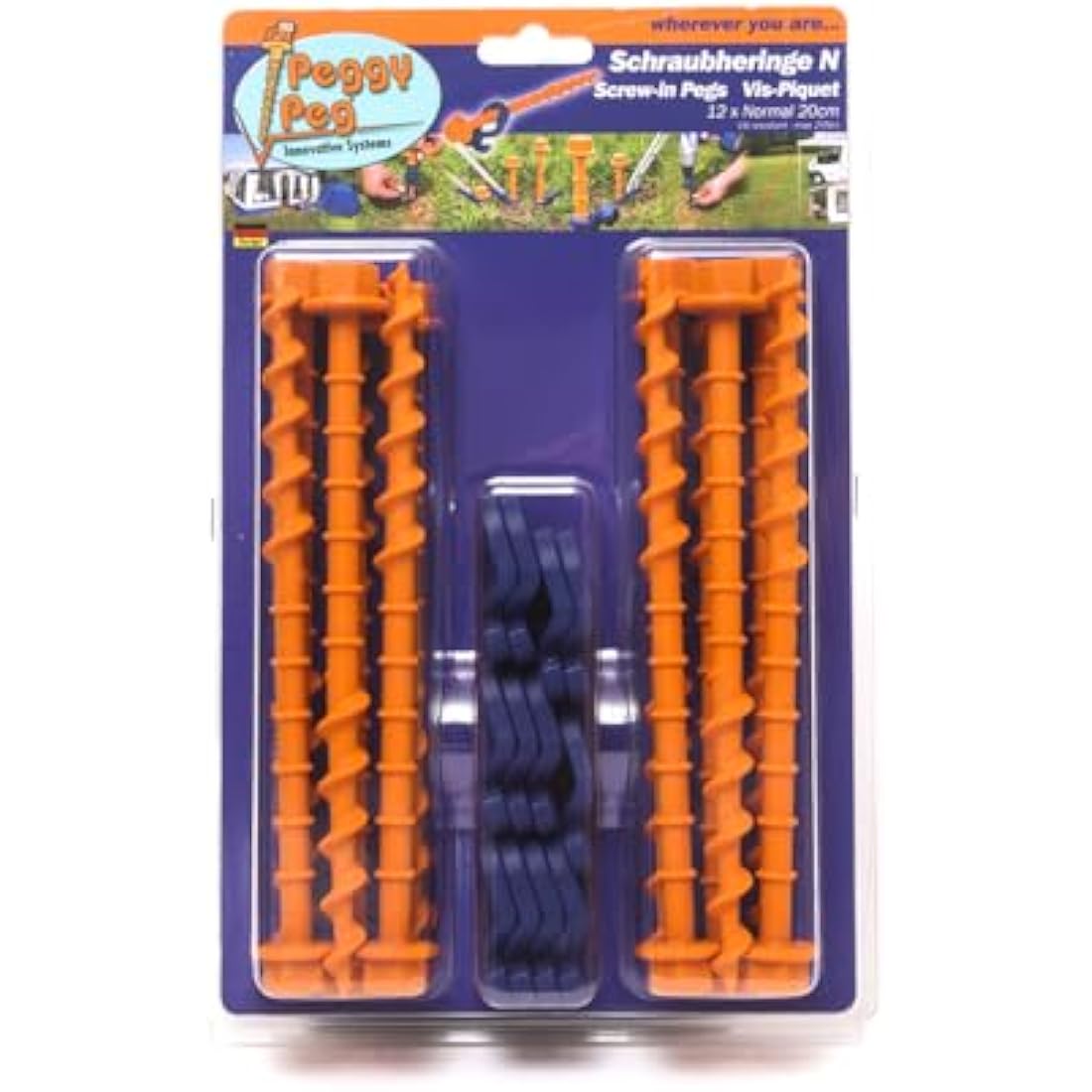 Peggy Peg Screw-in Peg Normal (N) Heavy-Duty Tent Stakes | 12 Pack