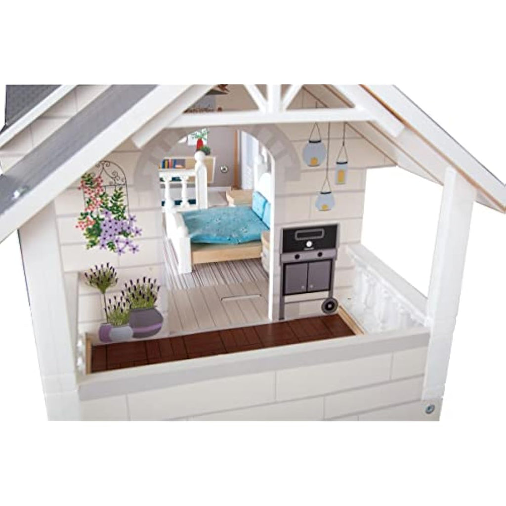Small Foot Wooden Doll's House – 3-Story Open Front Toy with Furniture