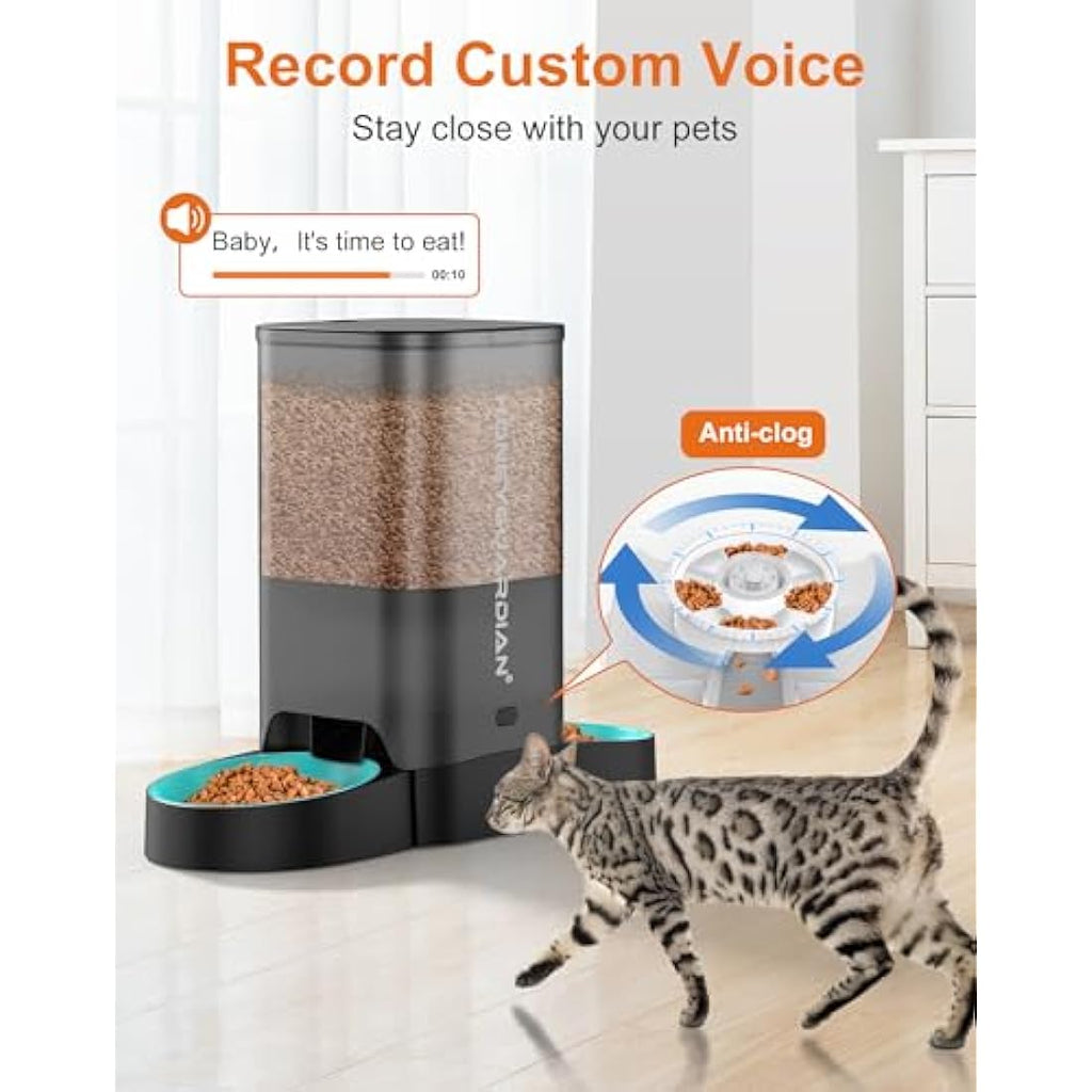 HoneyGuaridan WiFi Automatic Cat Feeder | 3.5L Smart Dual Bowl Pet Dispenser