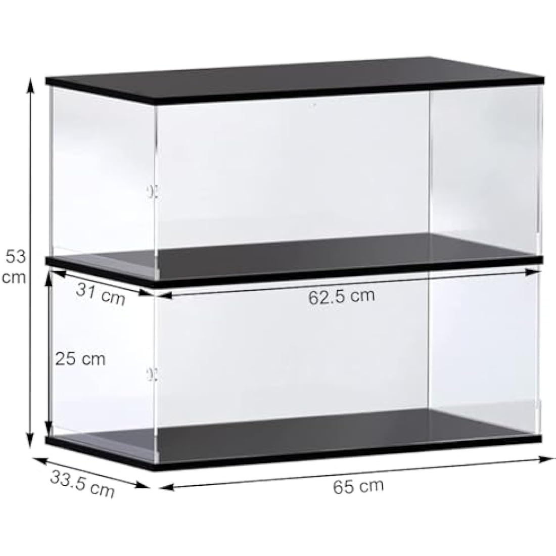 Nynelly 2-Shelf Acrylic Display Case for 1/8 Scale Model Cars - Black