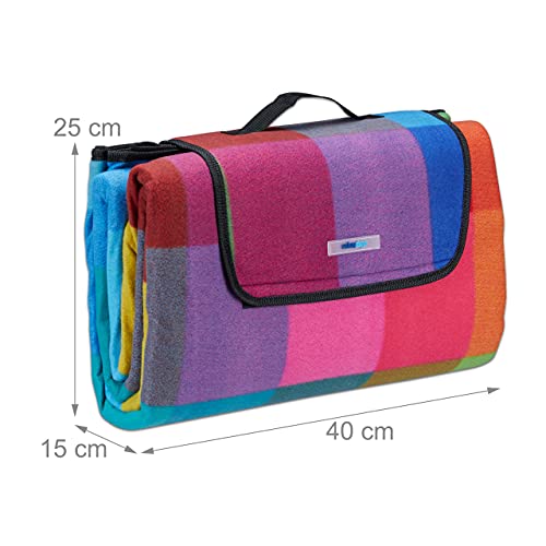 Relaxdays XXL Picnic Blanket – 200x200cm Waterproof Fleece Camping Mat