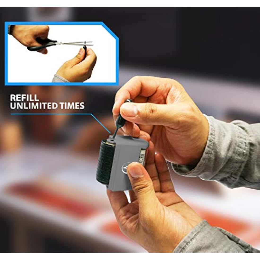 Vantamo Identity Theft Protection Roller Stamp with 6 Refills - Gray