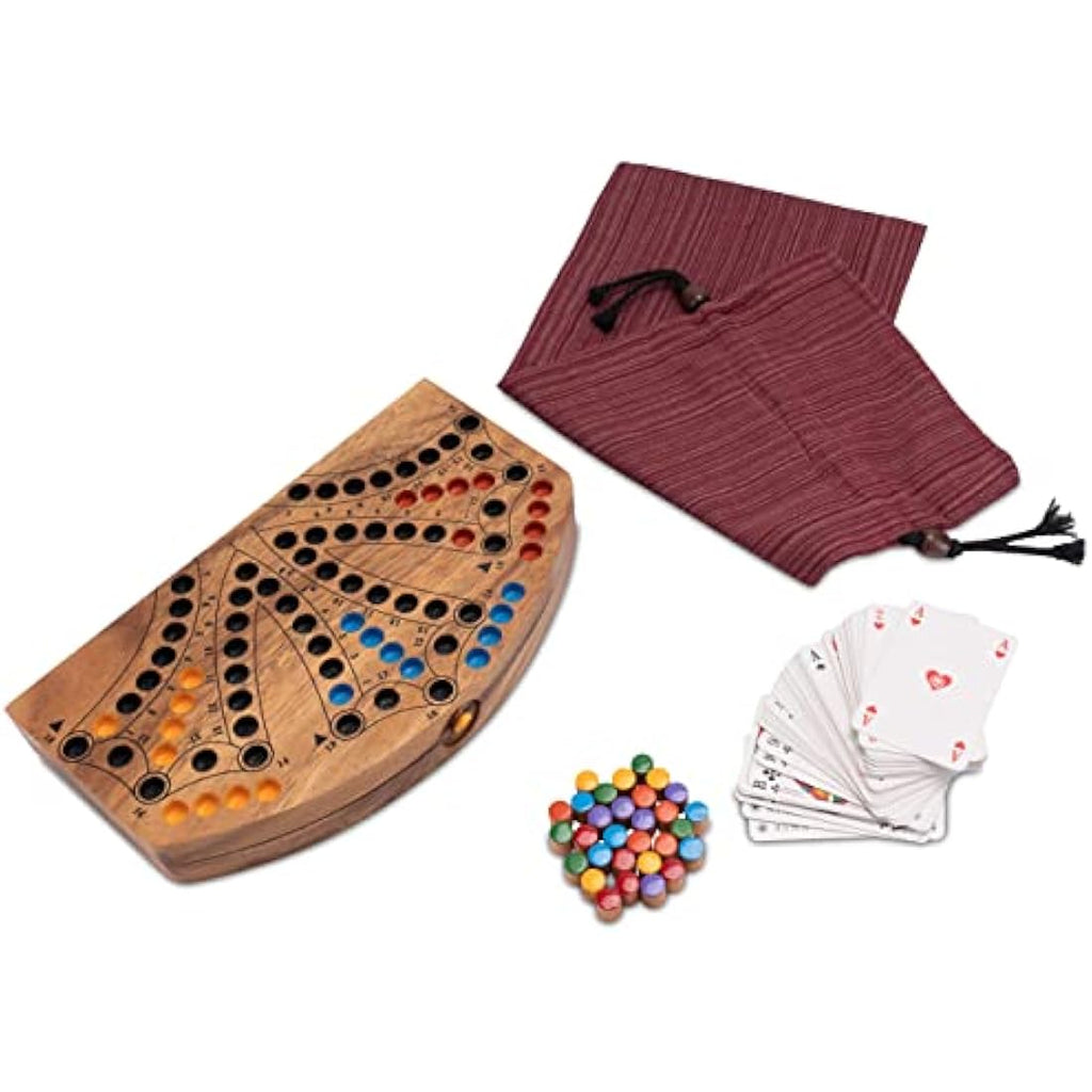 LOGOPLAY Tock Wooden Board Game for 4-6 Players with Playing Cards