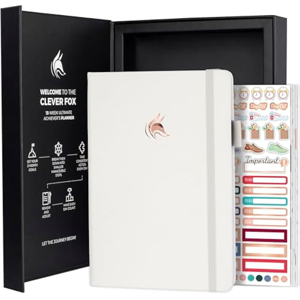 Clever Fox Goal Planner – Undated 90-Day Productivity Journal, Pearl White