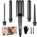 BESTOPE PRO 5-in-1 Hair Curler & Beach Waver Set | 9-32mm Ceramic Wand