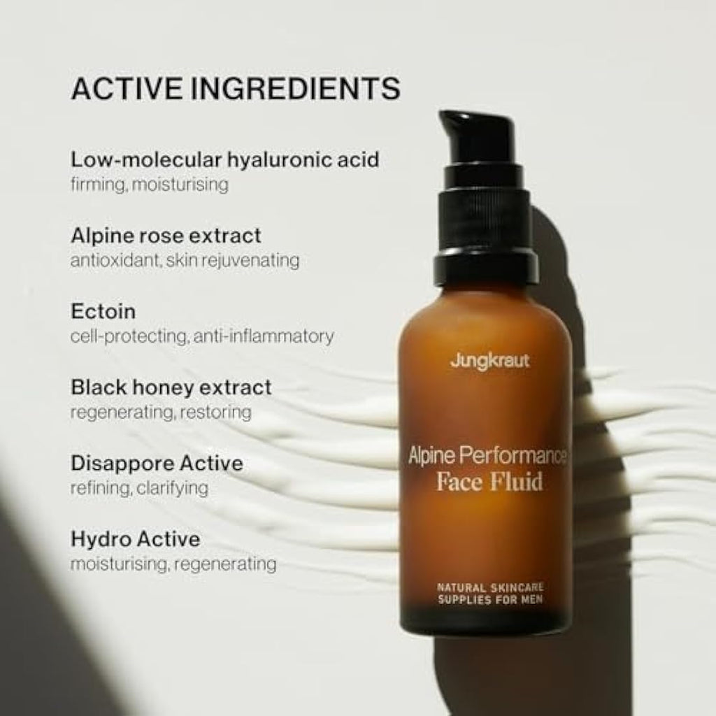 JUNGKRAUT Men's Face Fluid – Natural Anti-Aging Cream with Hyaluronic Acid