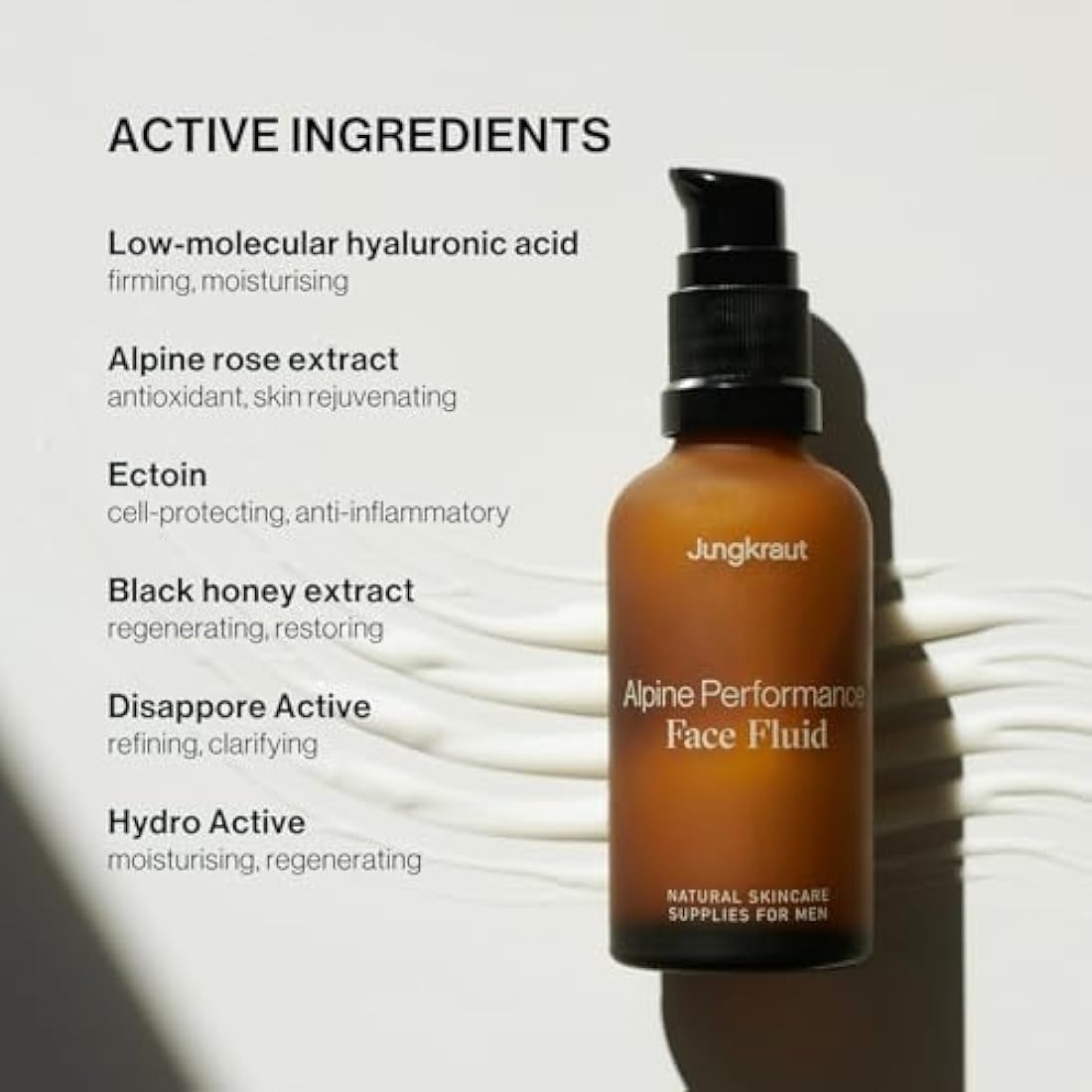 JUNGKRAUT Men's Face Fluid – Natural Anti-Aging Cream with Hyaluronic Acid