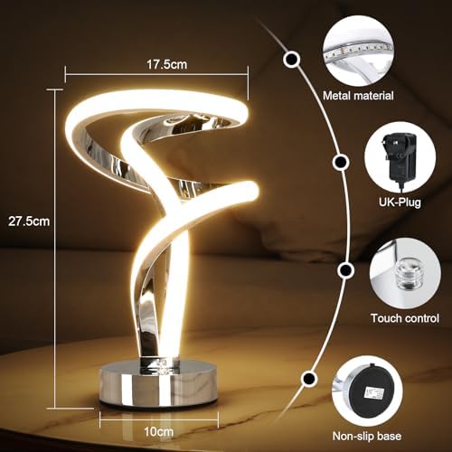 Lightess Modern Spiral RGB Table Lamp – Touch Dimmable LED Bedside Light