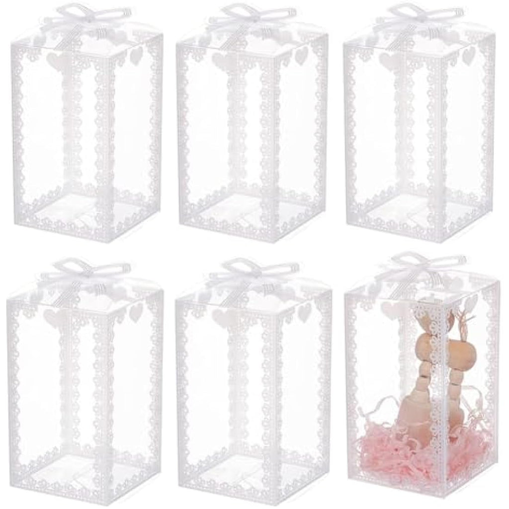 BENECREAT 24PCS Clear PVC Gift Boxes with Bowknot for Party Favors