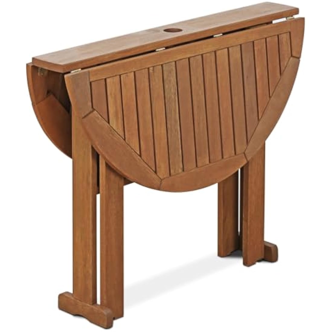 Furinno Tioman Hardwood Gateleg Round Patio Table – Teak Oil Finish