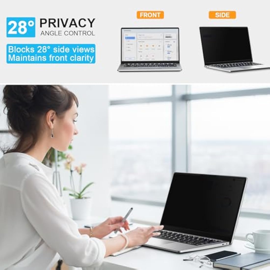 ZOEGAA 14 Inch Magnetic Laptop Privacy Screen | Blue Light Blocking
