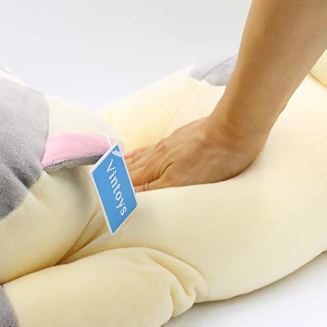Vintoys Sleeping Cat Hugging Pillow – 23.5" Grey Soft Plush Stuffed Animal