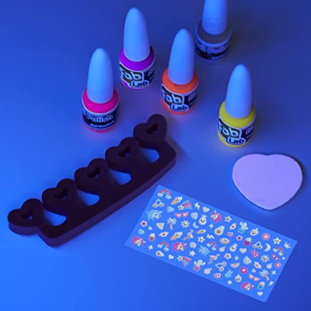 FabLab Glow In The Dark Nail Art Kit – Neon Varnish & 80+ Stickers