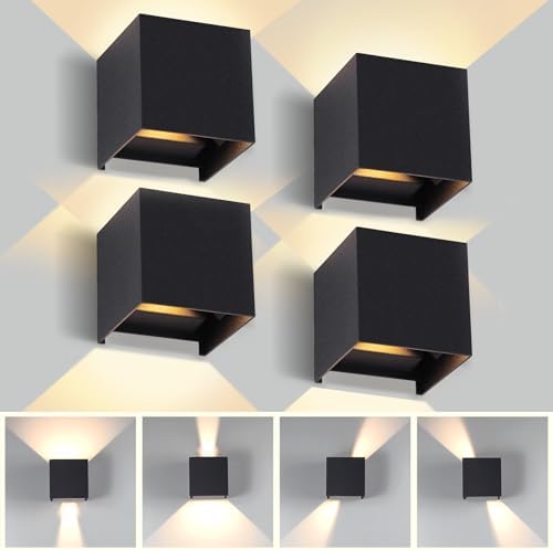 CHENBEN 12W LED Outdoor Wall Lights – IP65 Waterproof Aluminum Sconce 4 Pack