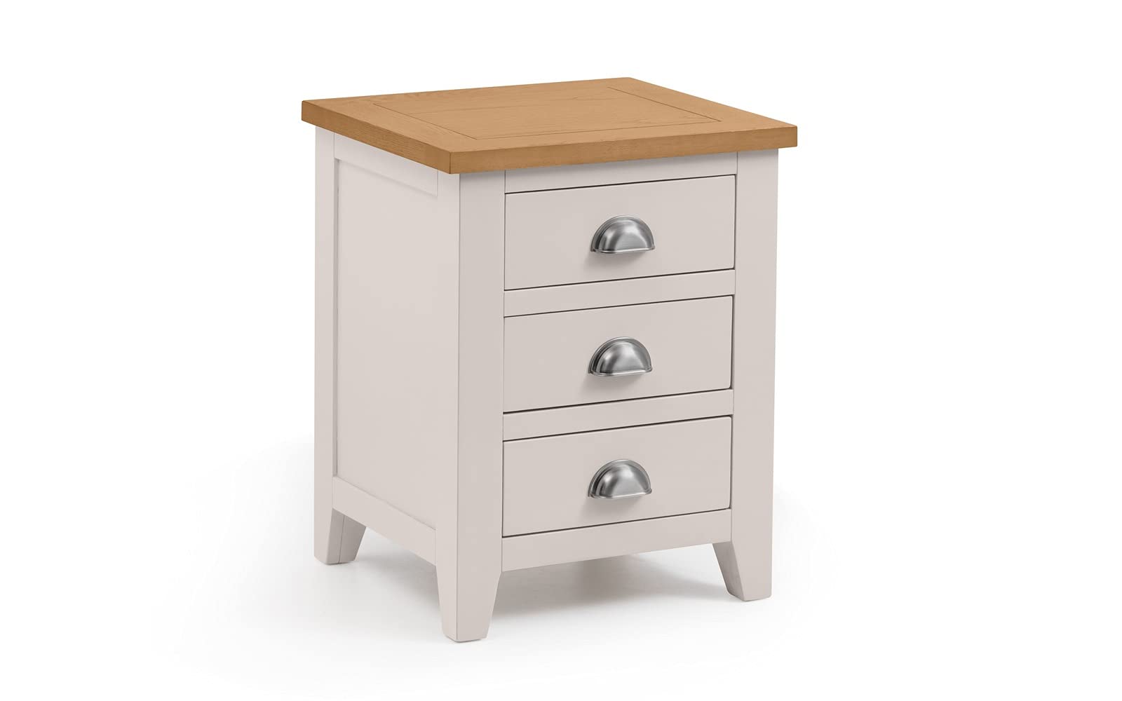 Julian Bowen Richmond 3 Drawer Bedside Table – Grey Lacquer & Oak