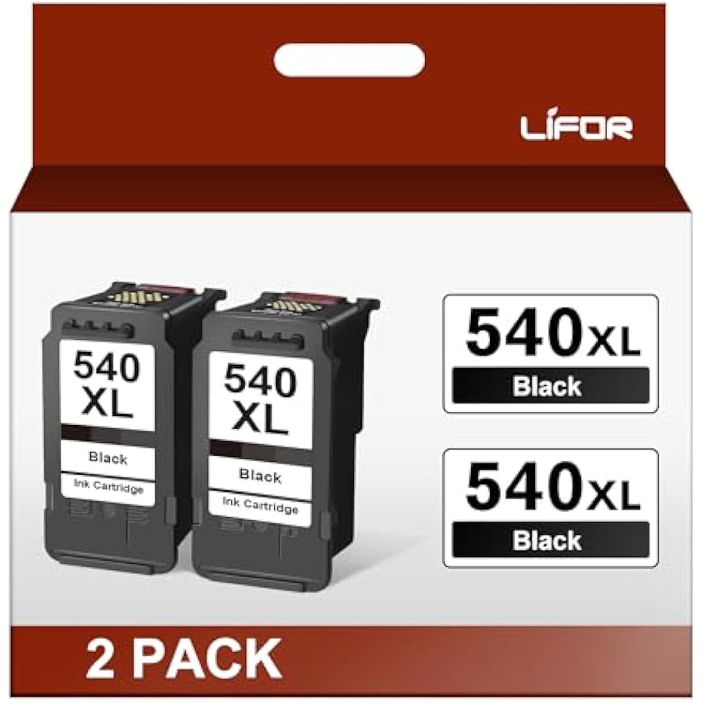 LIFOR PG-540XL Black Ink Cartridges for Canon Pixma MG3650 TS5150 | 2-Pack
