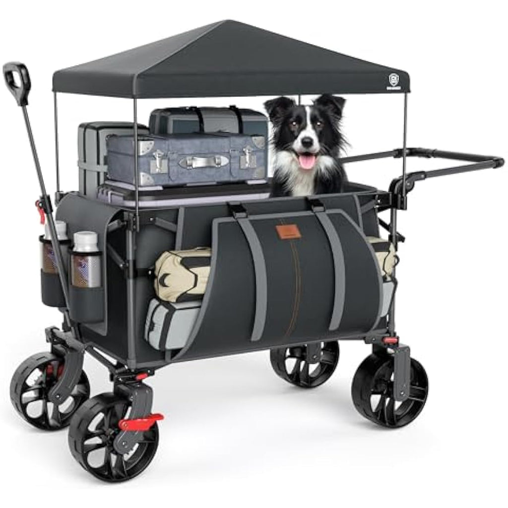 Ever Advanced Heavy Duty Folding Wagon – All-Terrain Beach Cart with Canopy