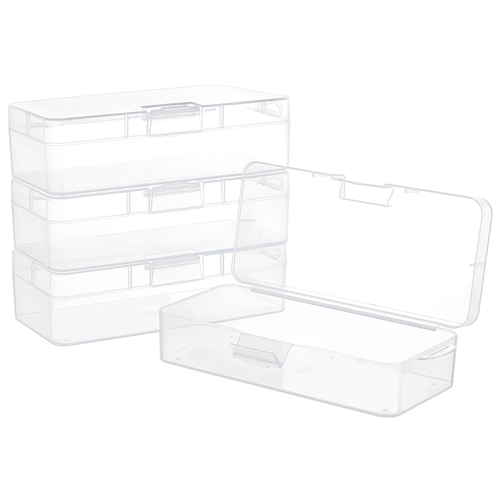 BENECREAT Rectangle Plastic Container Box, 4 Packs, 16.5x7.5x4.7cm - image 1