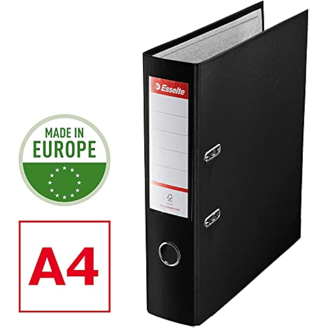 Esselte A4 Lever Arch Files | Red Plastic Folders | 75mm Spine | 3 Pack