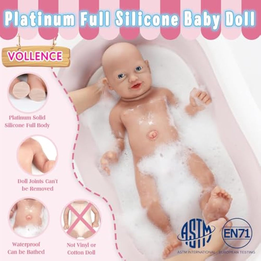 Vollence 12 inch Full Silicone Baby Doll – Anatomically Correct Girl