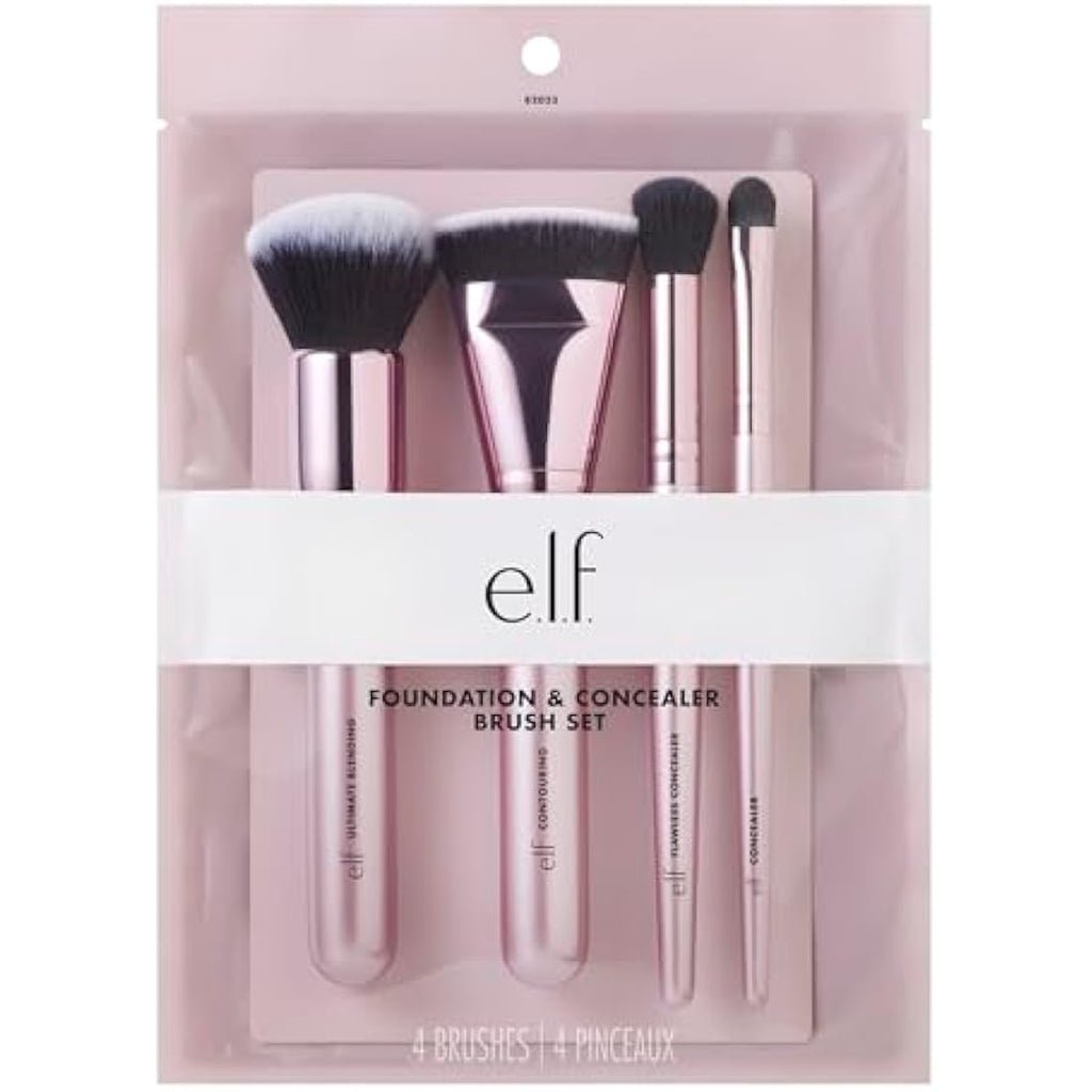 e.l.f. Complexion Perfection 4-Piece Face Brush Set, Synthetic Bristles