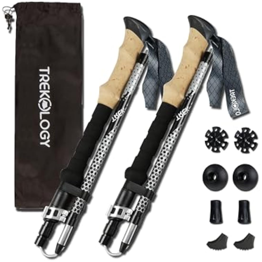 Trekology Trek-Z Folding Trekking Poles | Aluminum Hiking Sticks - 2 Pack