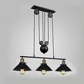 Jolof Store Industrial 3-Light Pulley Pendant – Vintage Black Metal Lamp