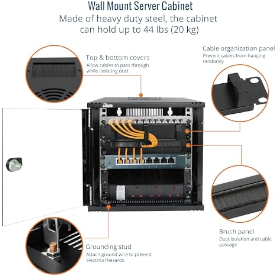 Tecmojo 6U Wall Mount Network Cabinet | 10-Inch Wide Data Rack with Shelf