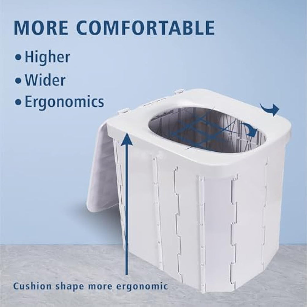 Hapoon Portable Camping Toilet – XL Folding Potty with Lid, Grey, 400lb