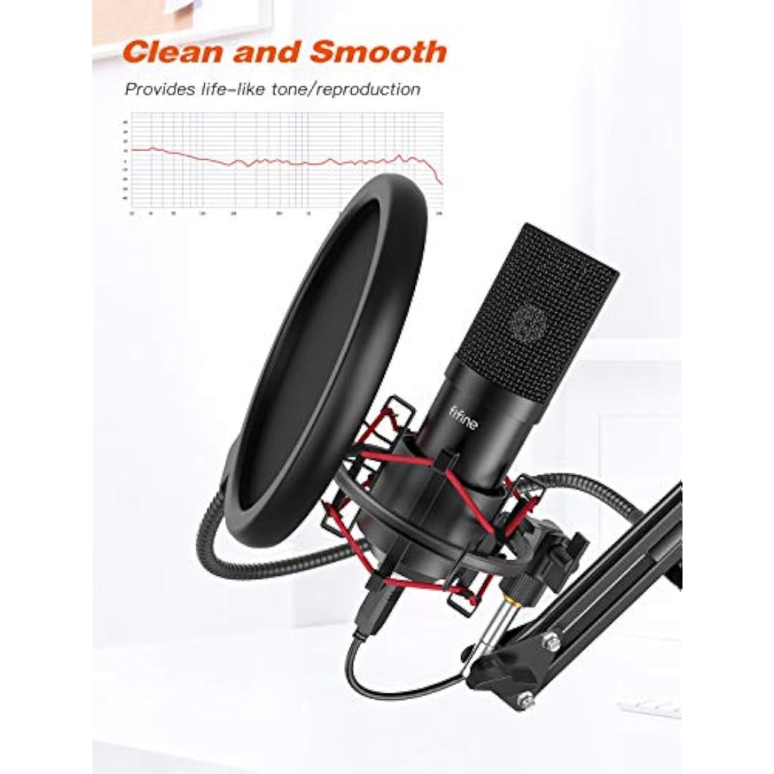 FIFINE T732 USB Gaming Microphone Kit with Boom Arm and Shock Mount