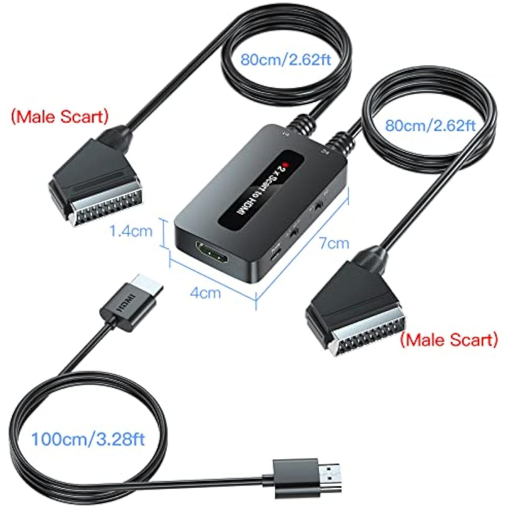 Kirolle Scart to HDMI Converter | 4:3/16:9 Switch for N64, PS2 & Wii