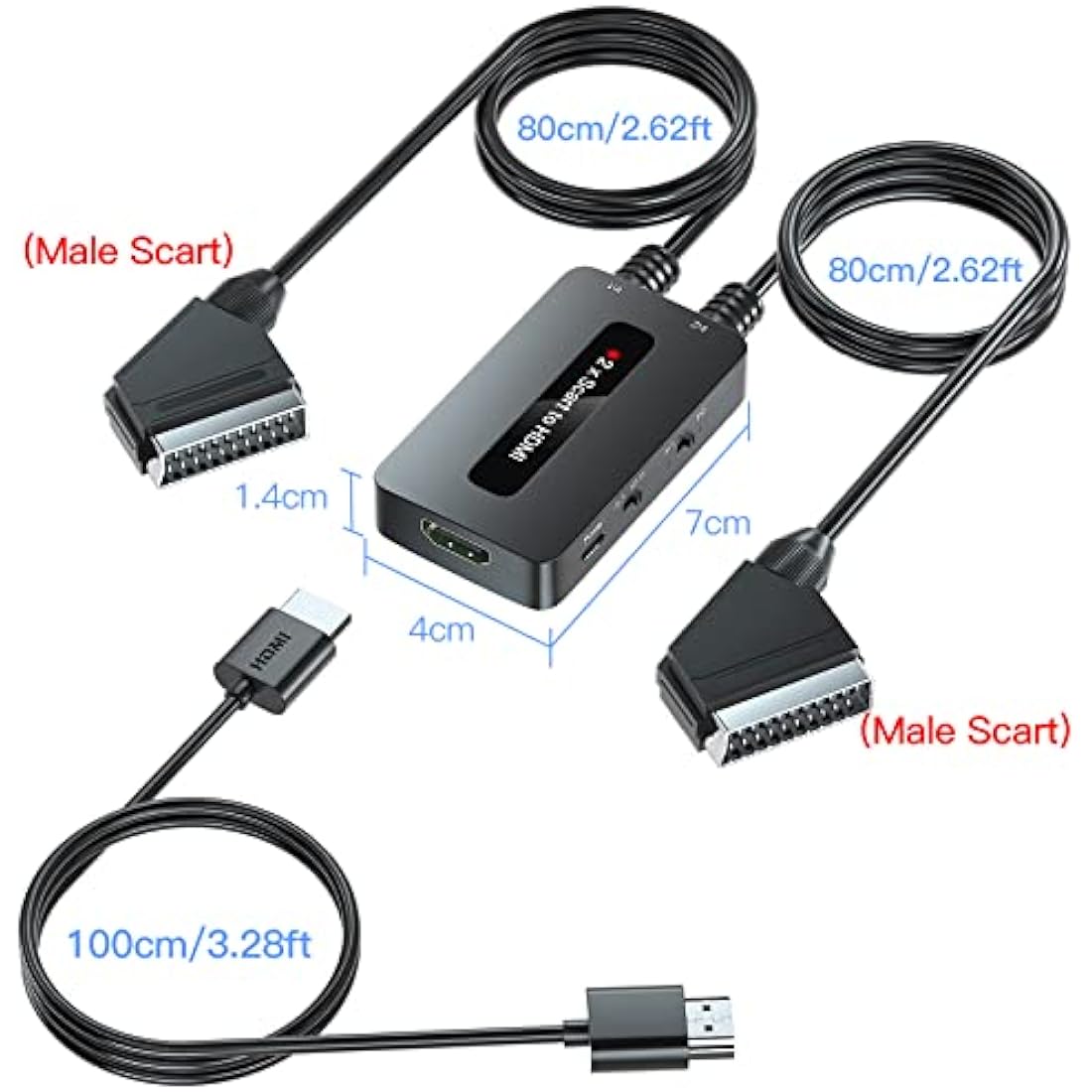 Kirolle Scart to HDMI Converter | 4:3/16:9 Switch for N64, PS2 & Wii