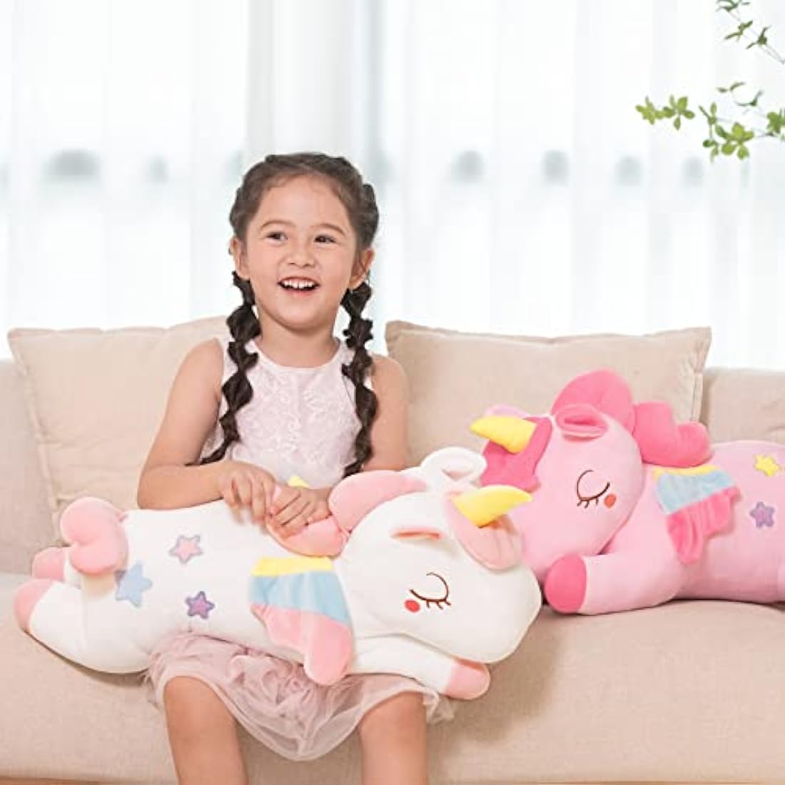 GAGAKU 26-inch Giant Unicorn Plush Pillow – Soft Stuffed Animal, Pink