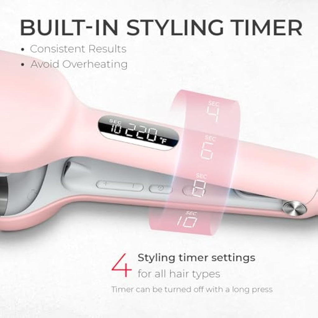 TYMO ROVY Hair Waver - 32mm Ionic Ceramic Deep Wave Crimper, Pink