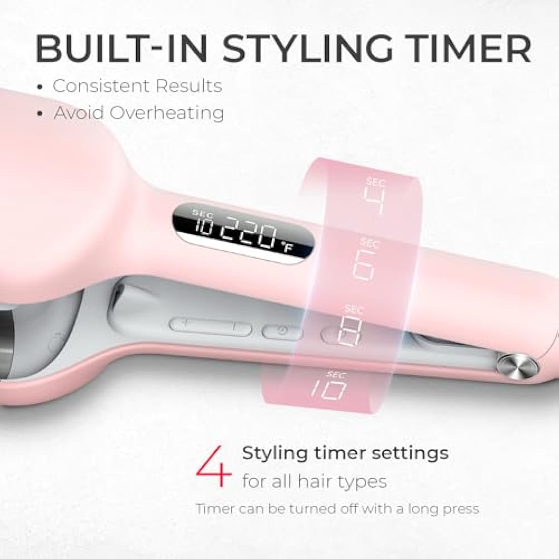 TYMO ROVY Hair Waver - 32mm Ionic Ceramic Deep Wave Crimper, Pink