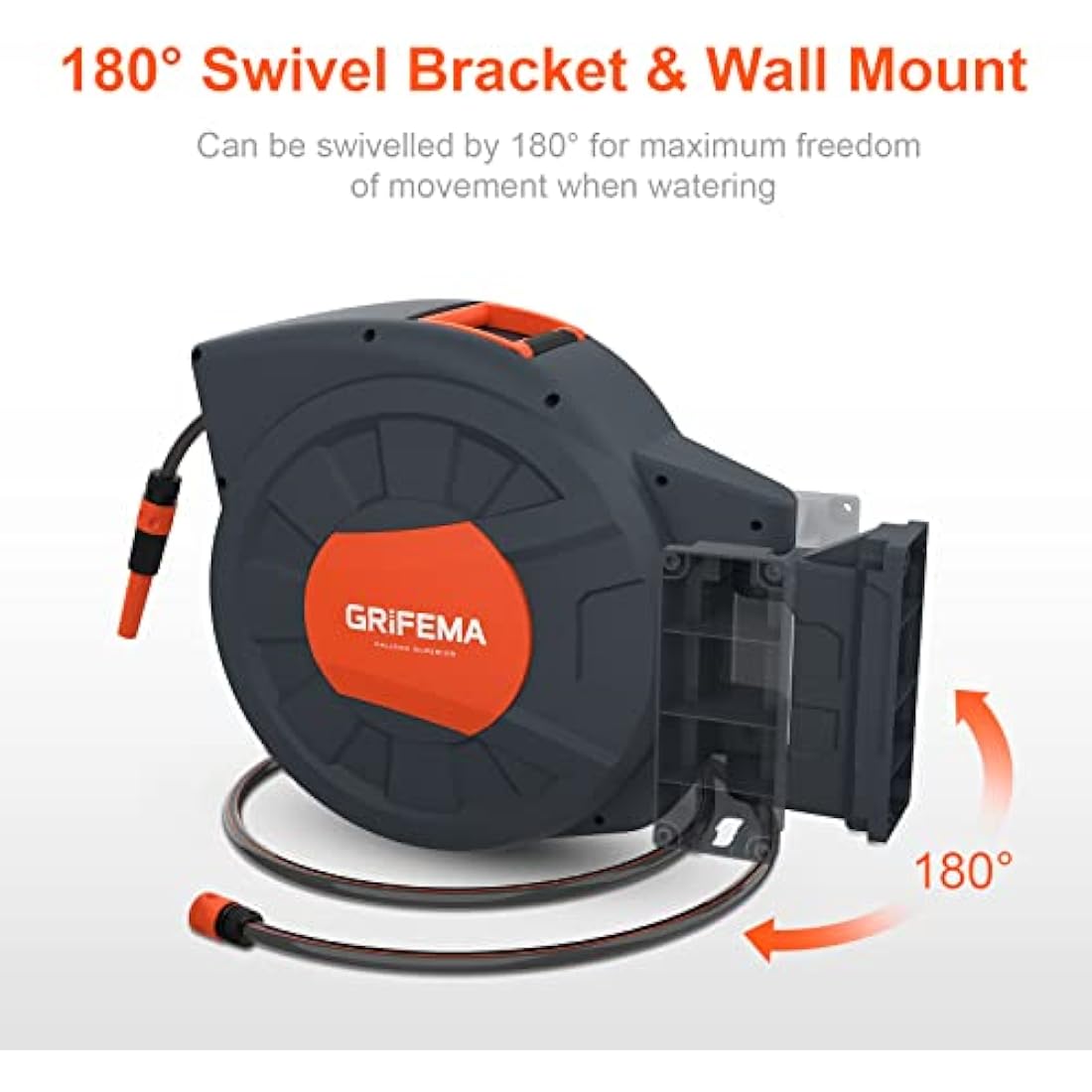 GRIFEMA 35M Retractable Garden Hose Reel | Wall Mounted Auto Rewind