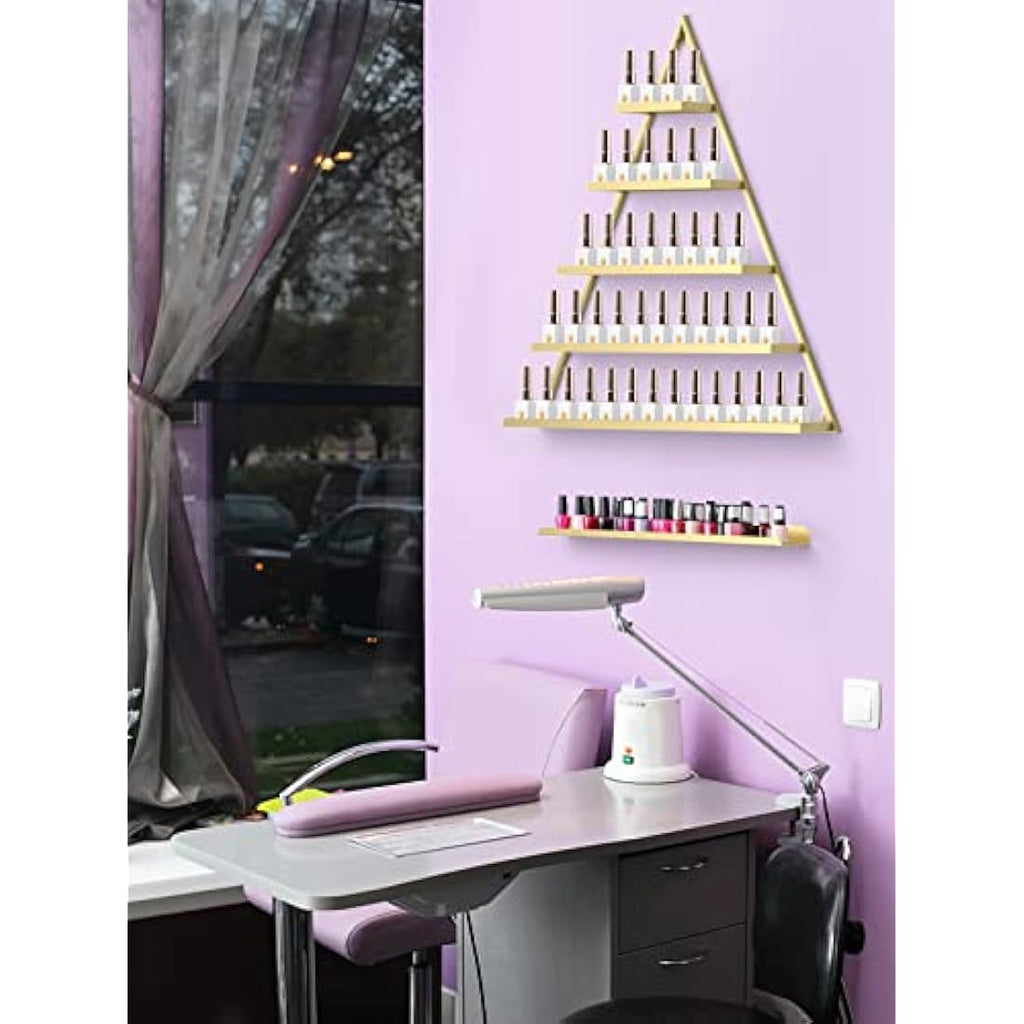 Kalolary 5-Tier Gold Metal Wall-Mounted Nail Polish Rack & Display Shelf