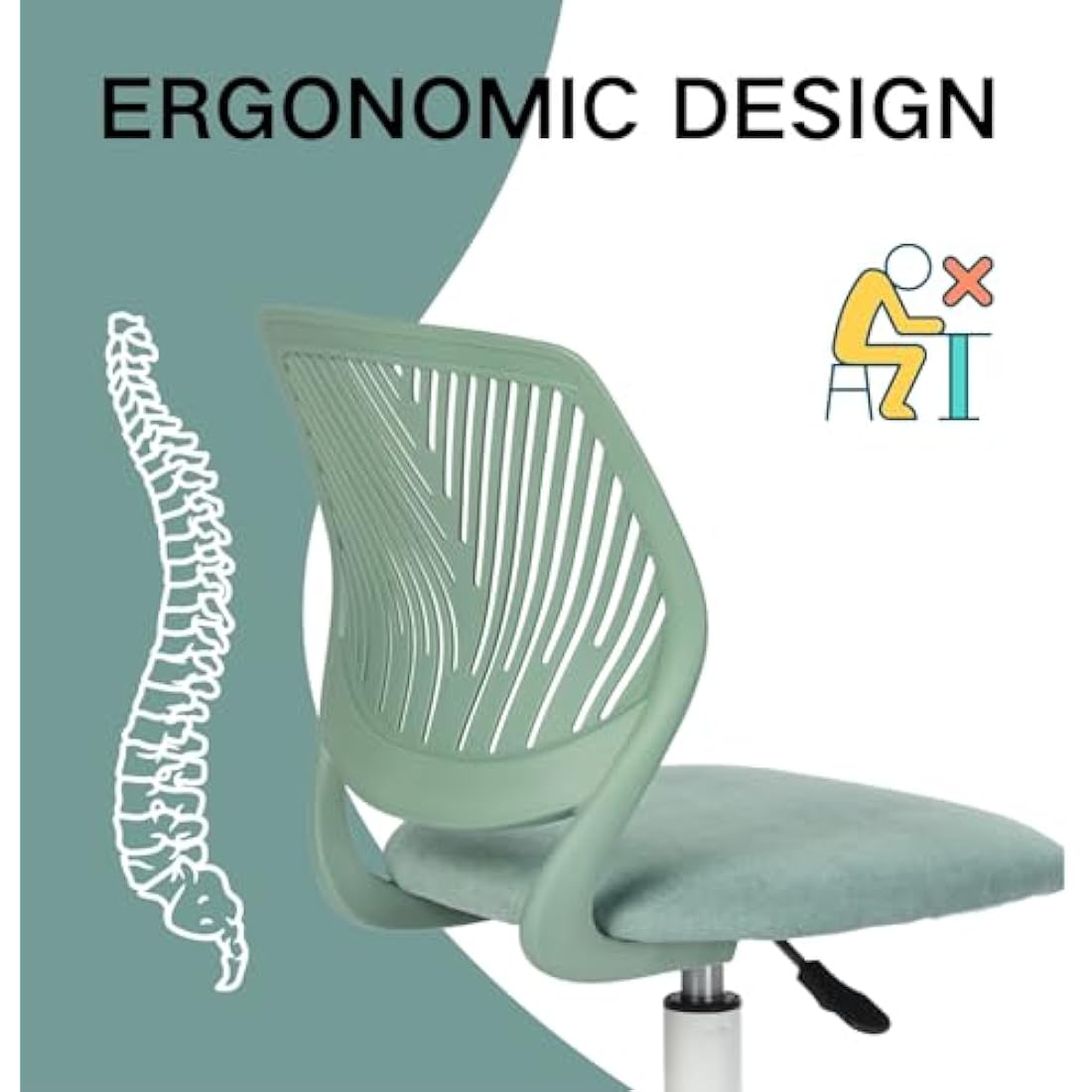 Ergonomic Swivel Desk Chair | Linen Fabric, Cactus Green