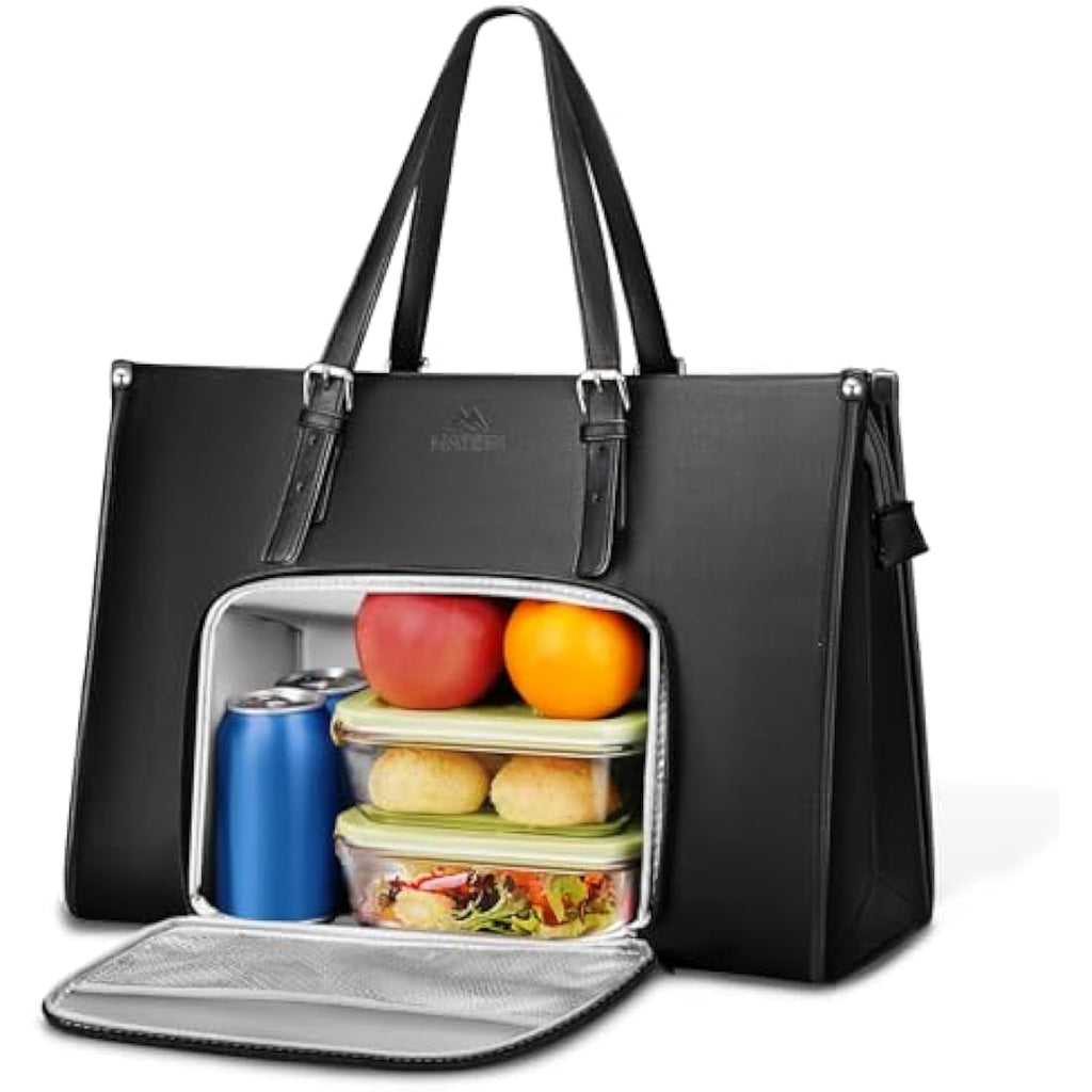 MATEIN 15.6 Inch Laptop Tote Bag with Insulated Lunch Compartment | Black