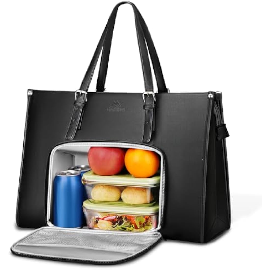 MATEIN 15.6 Inch Laptop Tote Bag with Insulated Lunch Compartment | Black