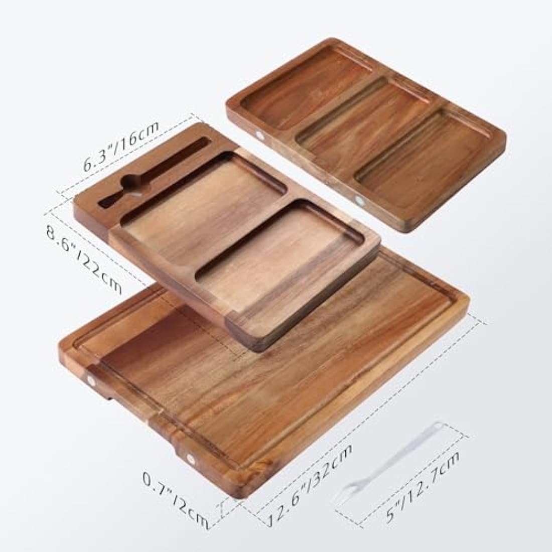 hecef Extra Large Acacia Wood Charcuterie Board Set – 3-in-1 Cheese Platter