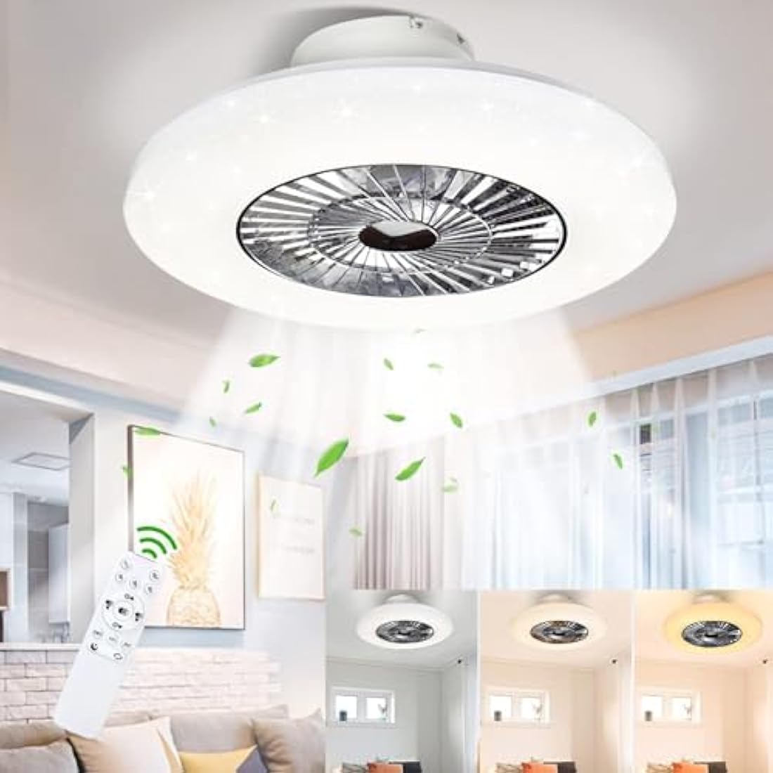 PADMA 60CM Modern Ceiling Fan with Light | Dimmable Low Profile White