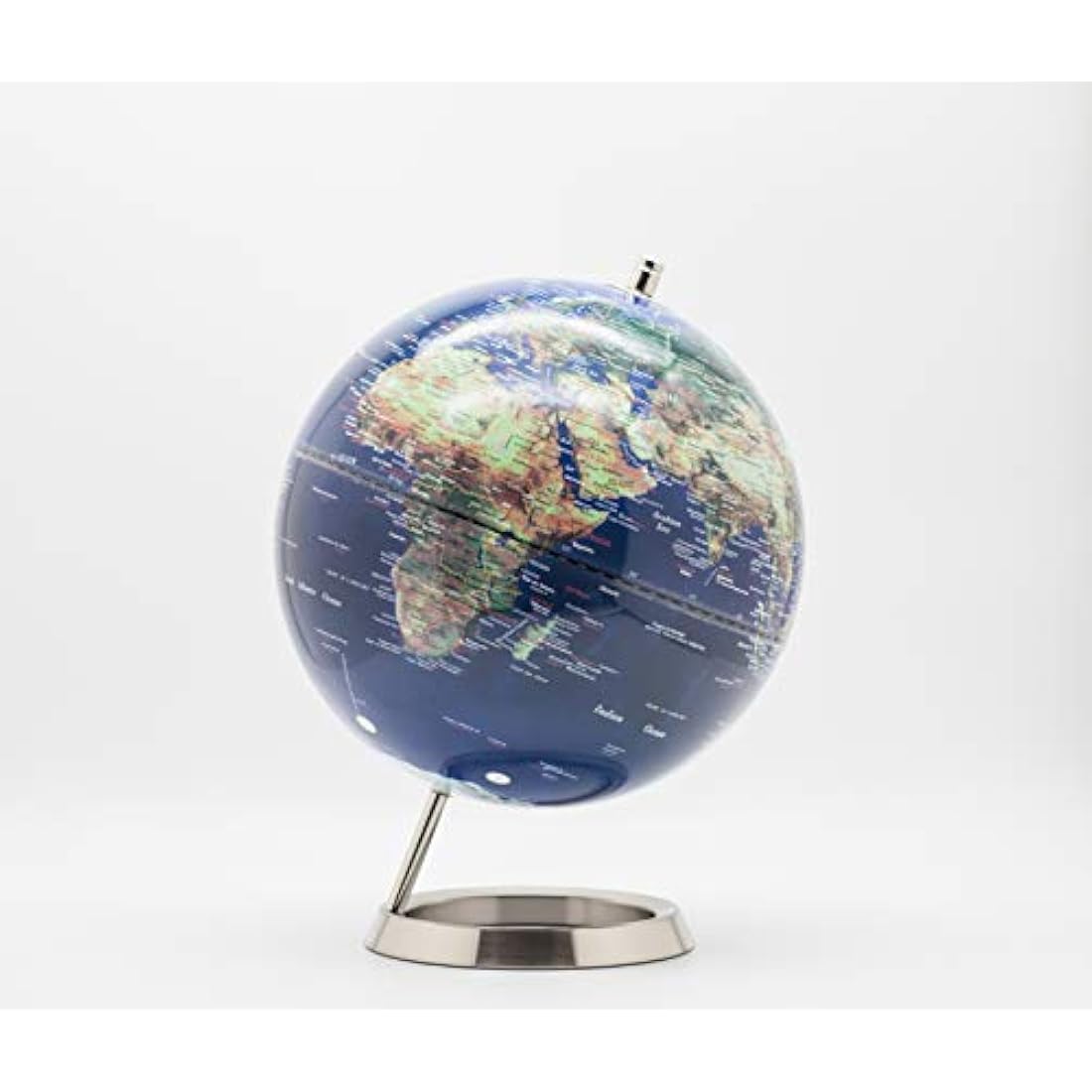 25cm World Globe | Navy Blue & Stainless Steel Desk Decor