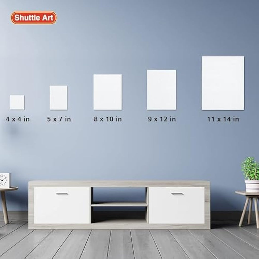 Shuttle Art Stretched Canvas Pack - 15 Multi-Size Primed Cotton Canvases