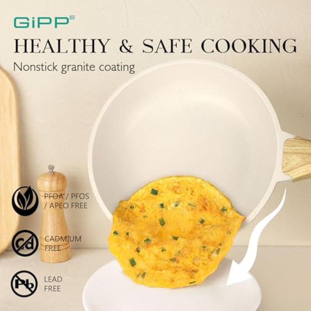 GiPP 10-Piece Nonstick Ceramic Cookware Set | White Induction Pots and Pans